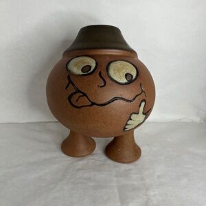 Vintage MCM Stoneware Designs West Beastie Ca Studio Hippyman Thumbsup Vase1960s